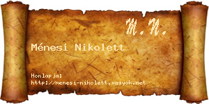 Ménesi Nikolett névjegykártya